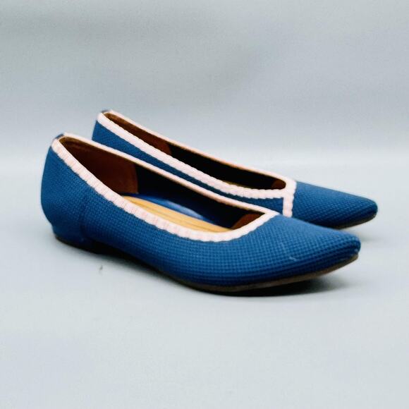 Vionic Shoes Womens 7 Blue Knit Dahlia Ballet Flats Pointed Toe Slip On Comfort - Picture 2 of 12